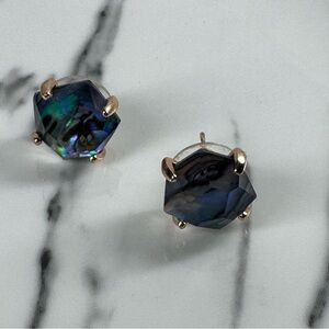 Kendra Scott Ellms Abalone Large Stud Elegant Rose Gold Earrings